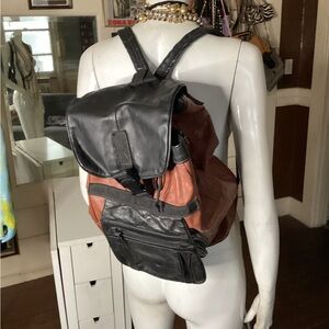 Vintage two tone leather backpack made in Mexico